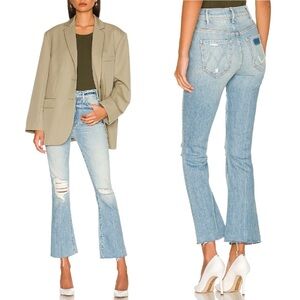 NWT MOTHER Superior Jeans Hustler Ankle Fray Rope’s End Blue Size 27